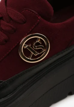 Bordowe Chunky Sneakersy Vices na Platformie z Okrągłym Detalem Sedvira