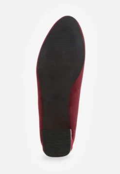 Bordowe Czółenka Vices z Wkładką ze Skóry Naturalnej na Ozdobnym Słupku Nailise