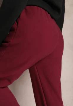 Bordowe Dzianinowe Spodnie z Gumką w Pasie Matrila