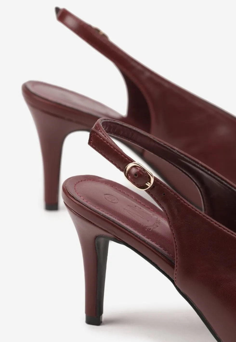 Bordowe Sandały Slingback na Obcasie Typu Szpilka Latira
