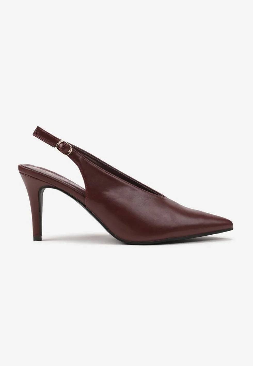 Bordowe Sandały Slingback na Obcasie Typu Szpilka Latira