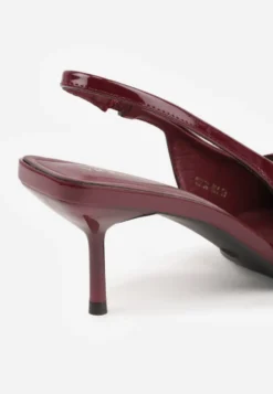 Bordowe Sandały Vices na Szpilce Slingback Ozdobione Kokardą Nilendria