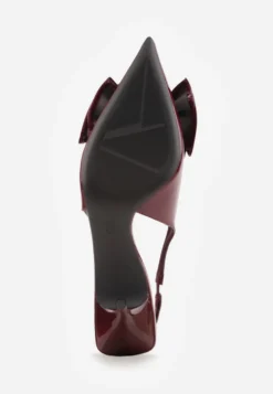 Bordowe Sandały Vices na Szpilce Slingback Ozdobione Kokardą Nilendria