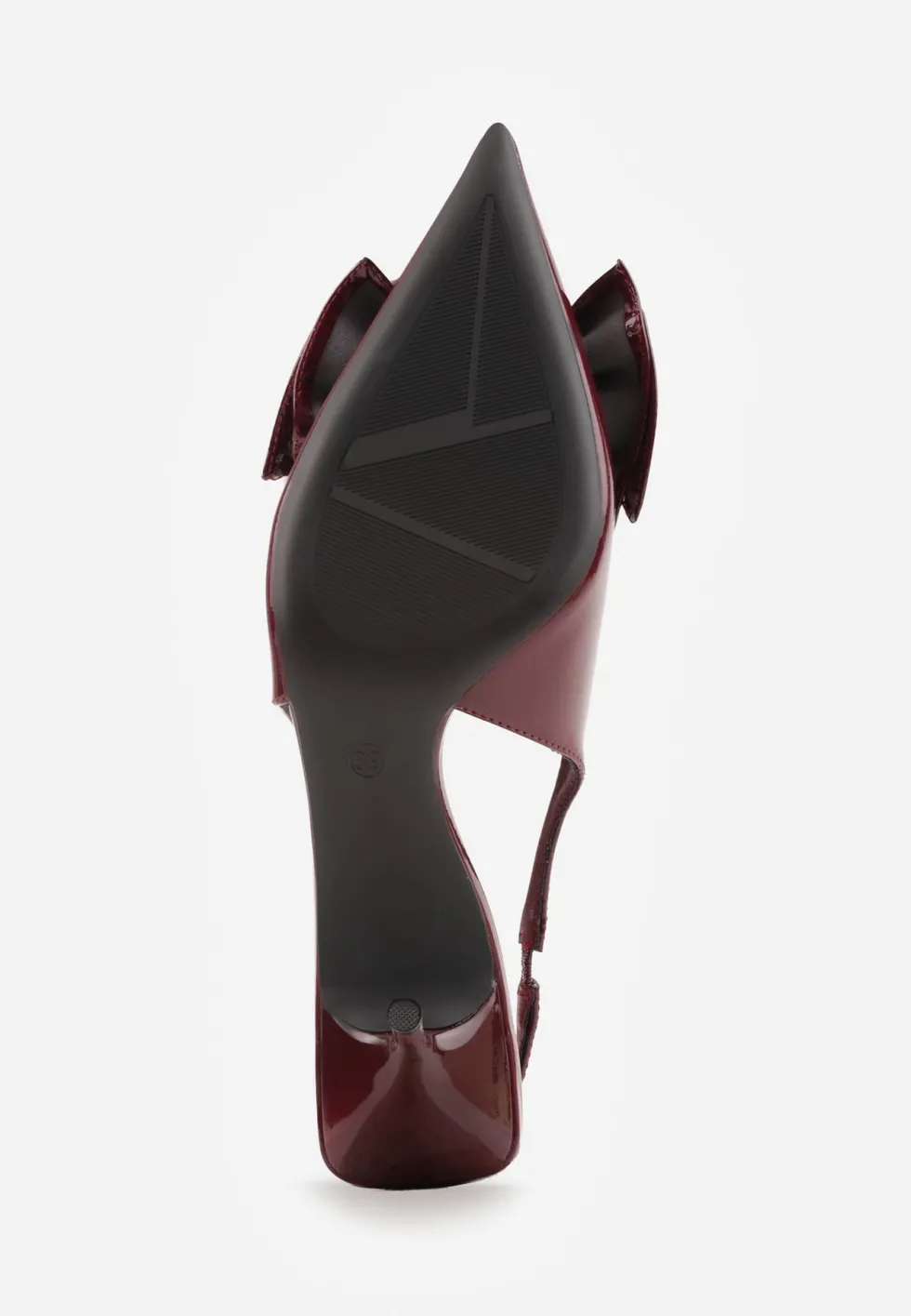 Bordowe Sandały Vices na Szpilce Slingback Ozdobione Kokardą Nilendria