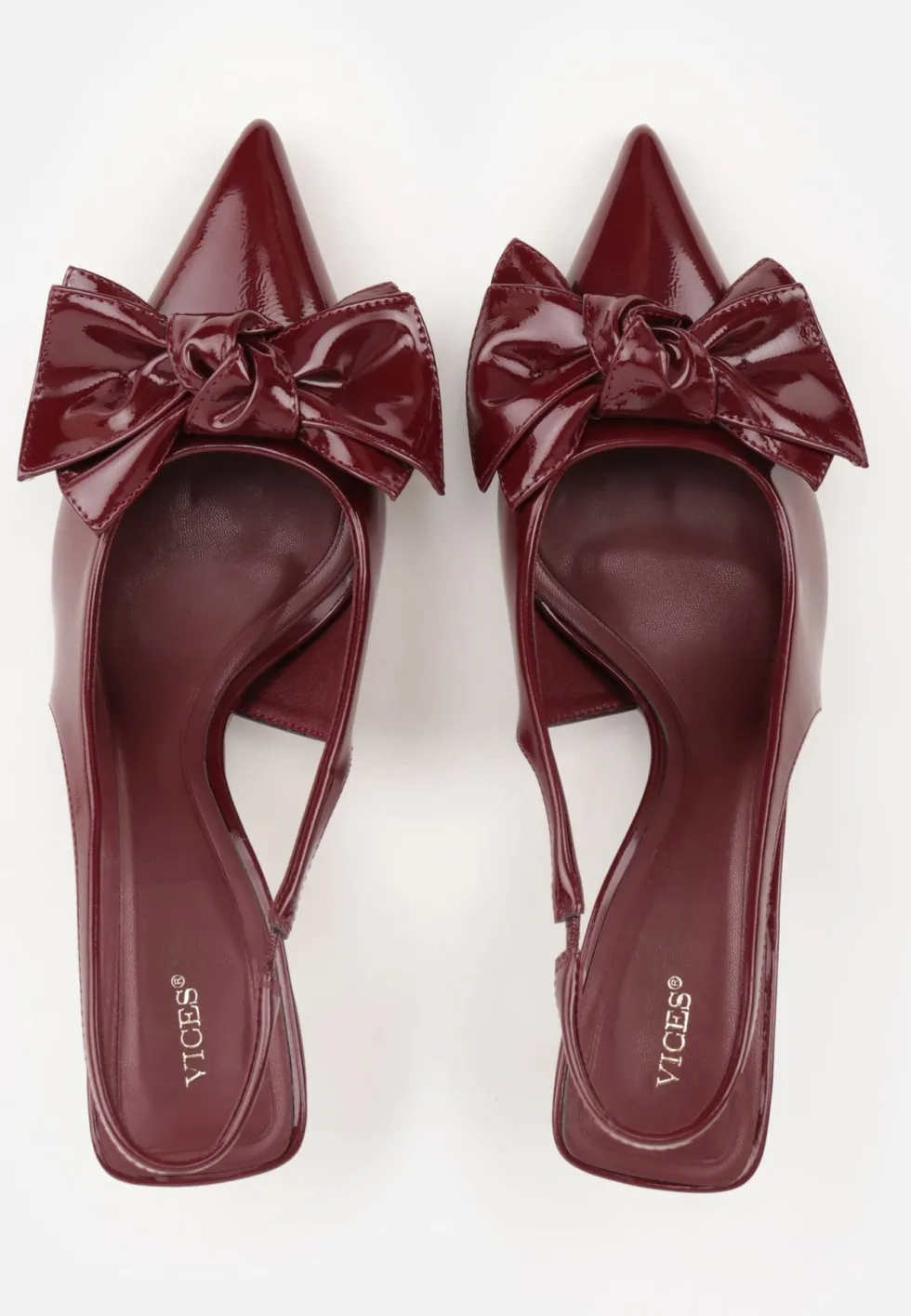 Bordowe Sandały Vices na Szpilce Slingback Ozdobione Kokardą Nilendria