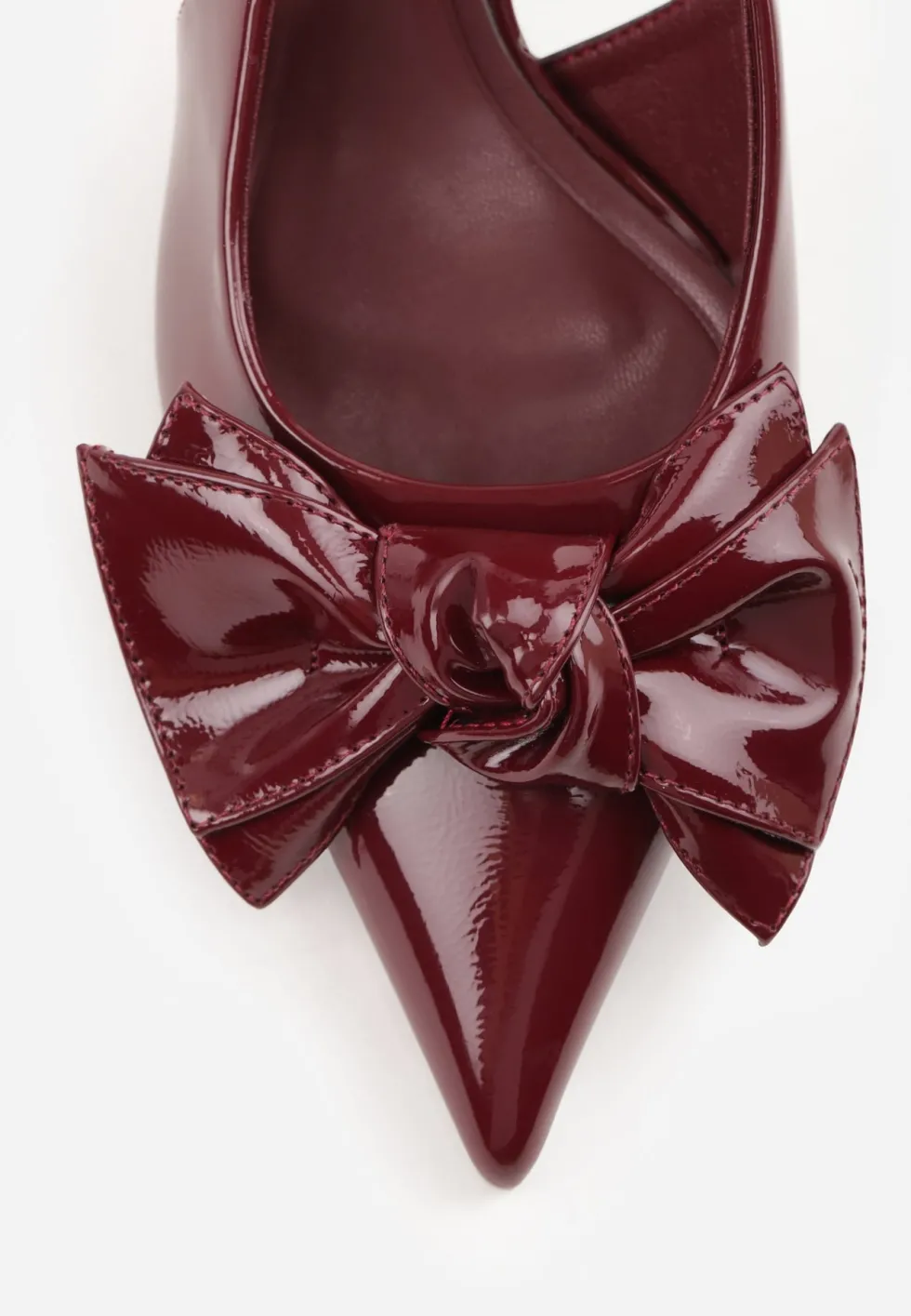 Bordowe Sandały Vices na Szpilce Slingback Ozdobione Kokardą Nilendria