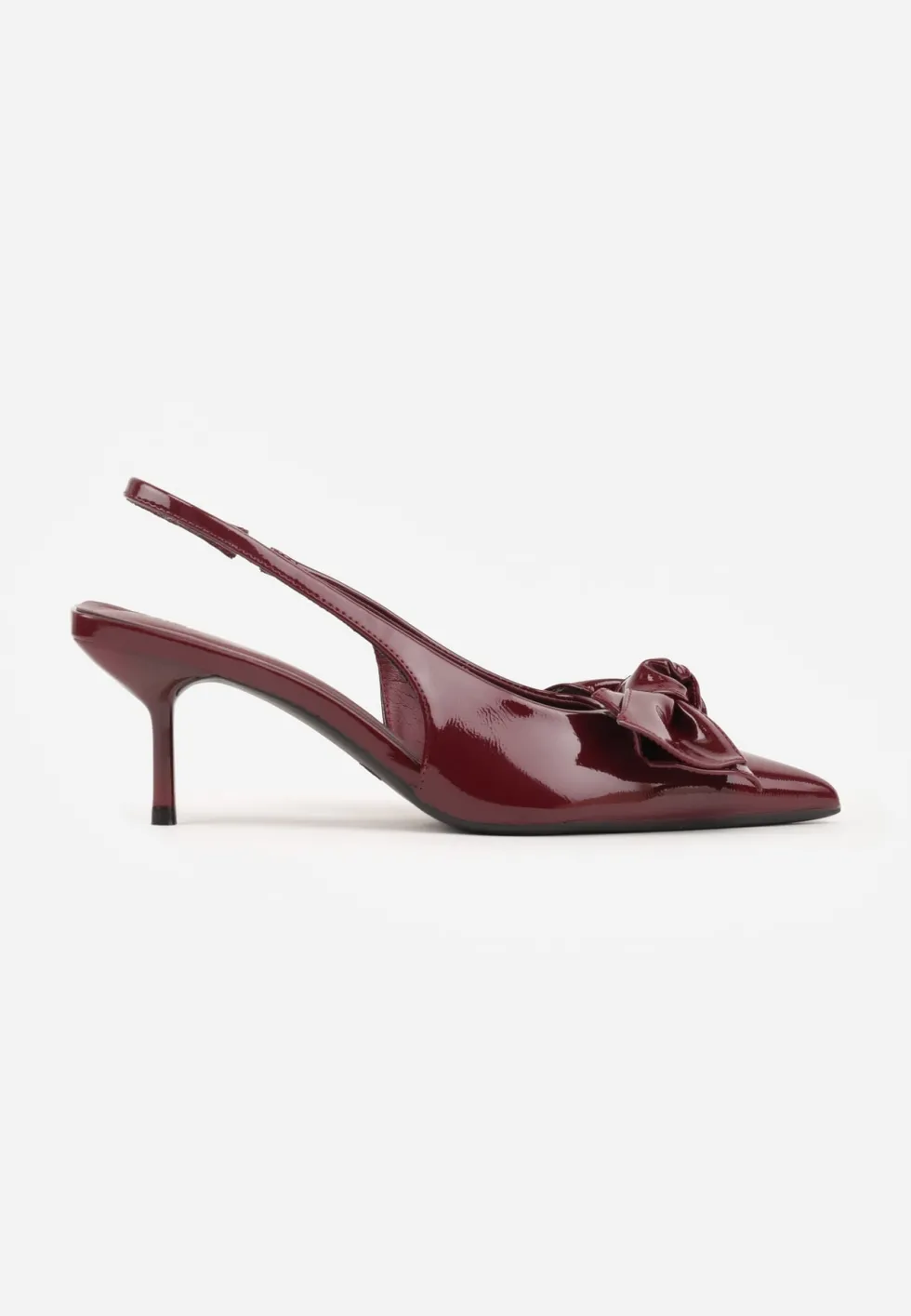 Bordowe Sandały Vices na Szpilce Slingback Ozdobione Kokardą Nilendria