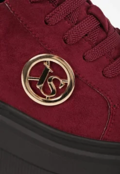 Bordowe Sneakersy Vices na Platformie Ozdobione Metaliczną Aplikacją Tatellia