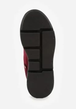 Bordowe Sneakersy Vices na Platformie Ozdobione Metaliczną Aplikacją Tatellia
