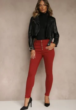 Bordowe Spodnie Skinny Winvienne
