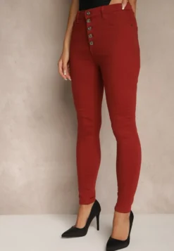 Bordowe Spodnie Skinny Winvienne