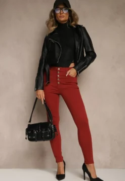 Bordowe Spodnie Skinny Winvienne