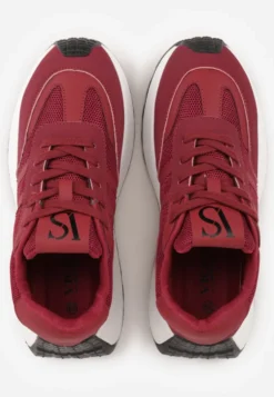 Bordowe Sznurowane Sneakersy Vices na Platformie z Ozdobnymi Paskami Seliniel