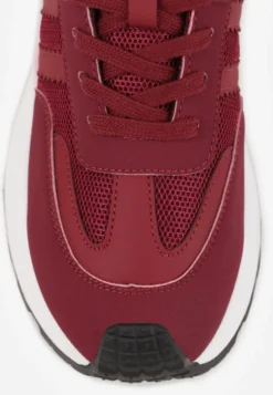 Bordowe Sznurowane Sneakersy Vices na Platformie z Ozdobnymi Paskami Seliniel