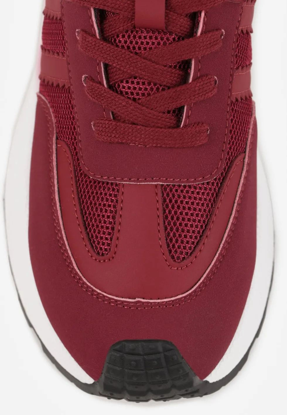 Bordowe Sznurowane Sneakersy Vices na Platformie z Ozdobnymi Paskami Seliniel