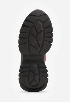 Bordowe Trapery Sneakersy Vices na Platformie z Tłoczeniem Nirrise
