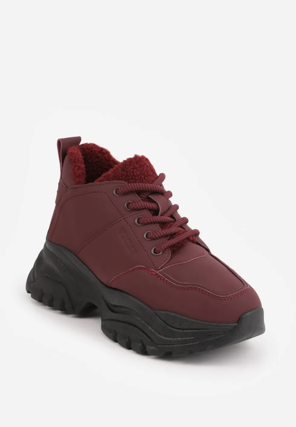 Bordowe Trapery Sneakersy Vices na Platformie z Tłoczeniem Nirrise
