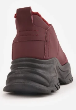 Bordowe Trapery Sneakersy Vices na Platformie z Tłoczeniem Nirrise