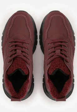 Bordowe Trapery Sneakersy Vices na Platformie z Tłoczeniem Nirrise