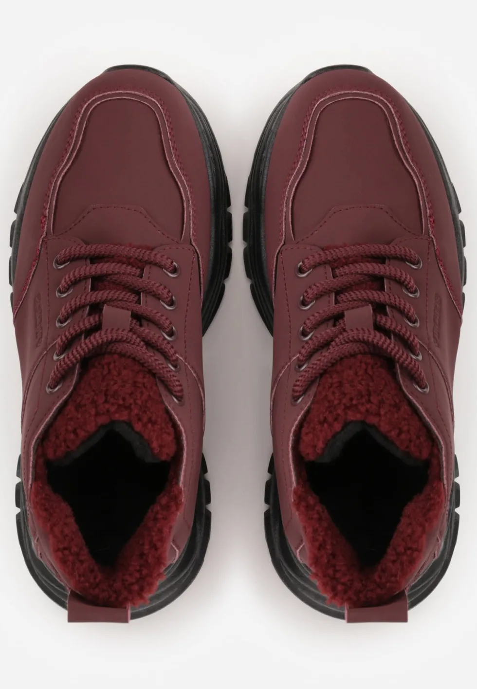 Bordowe Trapery Sneakersy Vices na Platformie z Tłoczeniem Nirrise