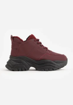Bordowe Trapery Sneakersy Vices na Platformie z Tłoczeniem Nirrise