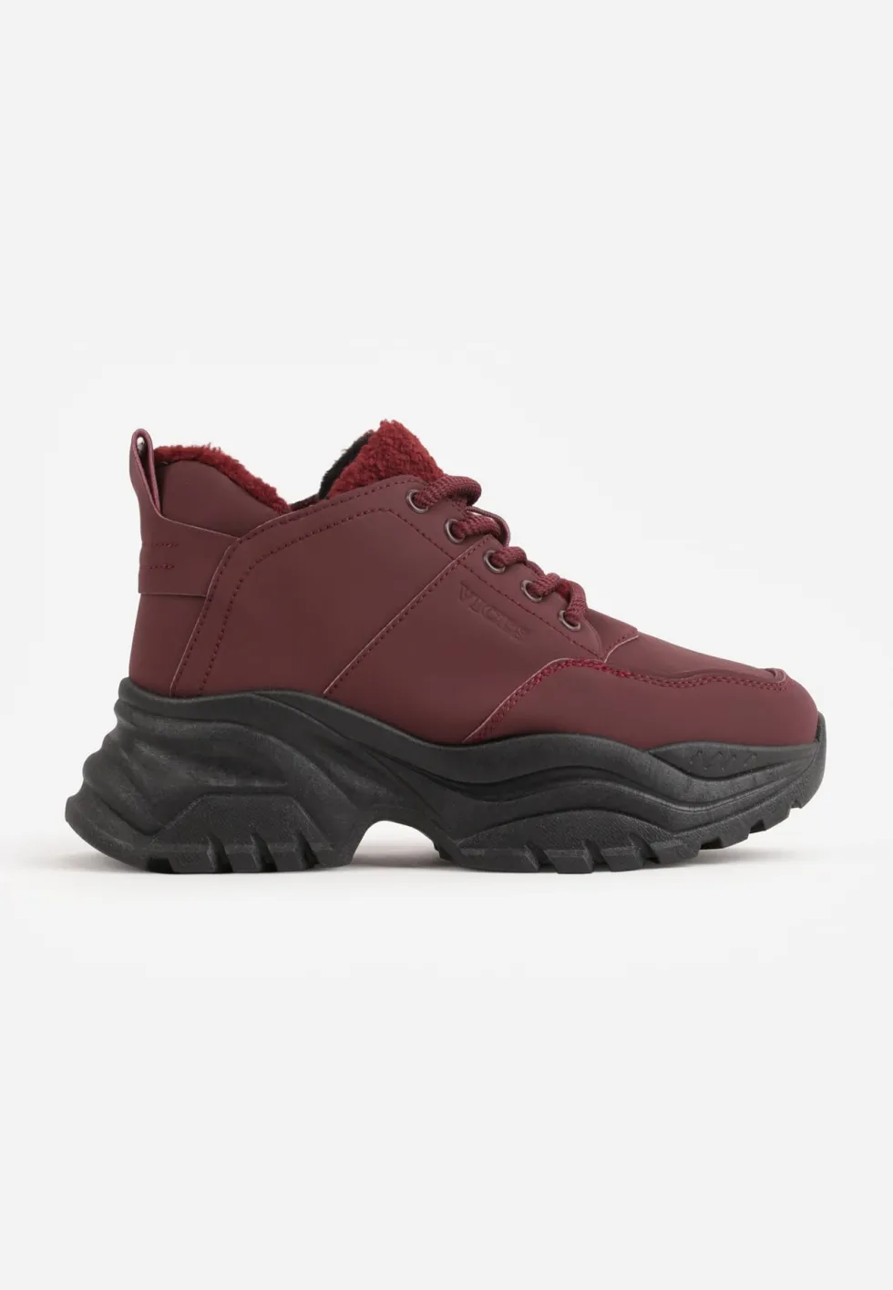 Bordowe Trapery Sneakersy Vices na Platformie z Tłoczeniem Nirrise
