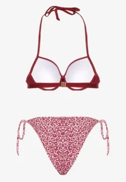 Bordowe Wiązane Bikini Biustonosz Halter i Majtki Figi Savadine