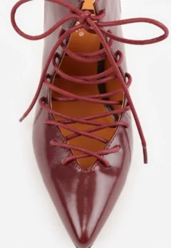 Bordowo-Czerwone Wiązane Szpilki Typu Slingback Angellta