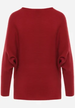 Bordowy Basic Sweter Nietoperz z Wiskozą Rosanel