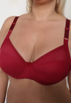 Bordowy Biustonosz Ozdobiony Perforacją o Kroju Full Cup Erreviana