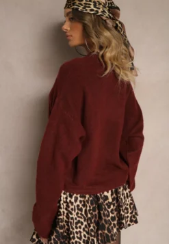 Bordowy Casualowy Sweter z Wełną Sassilae