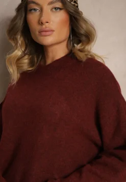 Bordowy Casualowy Sweter z Wełną Sassilae