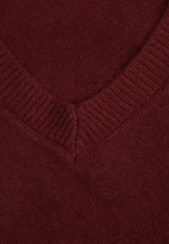 Bordowy Gładki Sweter z Bawełną o Kroju Oversize Conime