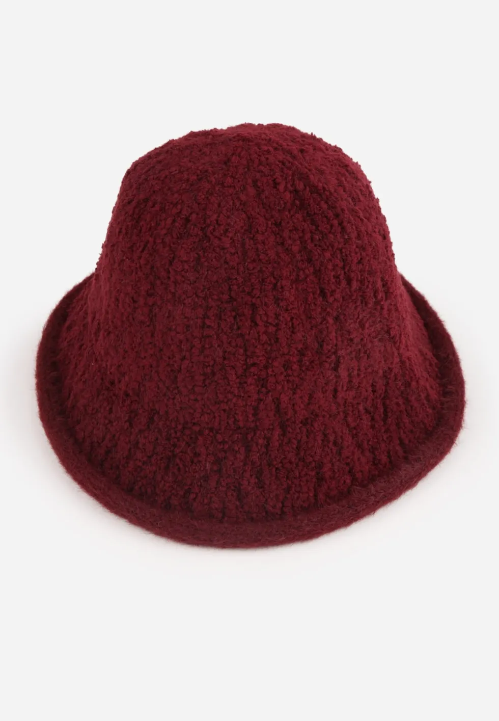 Bordowy Kapelusz Bucket Hat z Tkaniny Boucle Bejnia