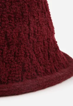 Bordowy Kapelusz Bucket Hat z Tkaniny Boucle Bejnia