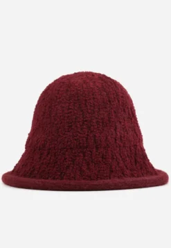 Bordowy Kapelusz Bucket Hat z Tkaniny Boucle Bejnia