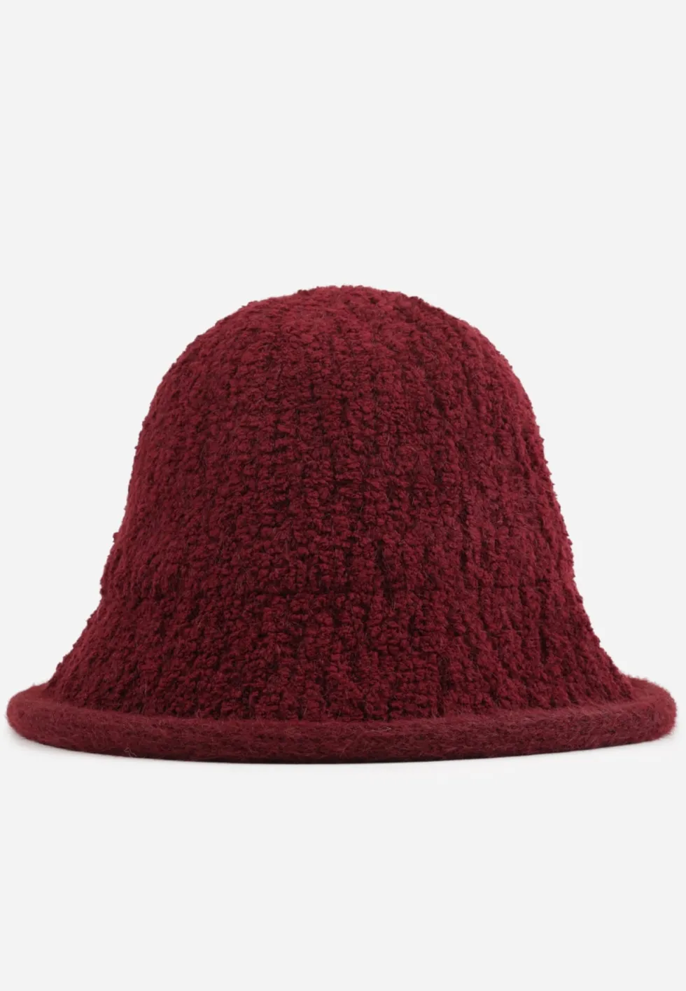 Bordowy Kapelusz Bucket Hat z Tkaniny Boucle Bejnia