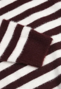 Bordowy Sweter z Wełną i Bawełną z Motywem Pasków Fiorale