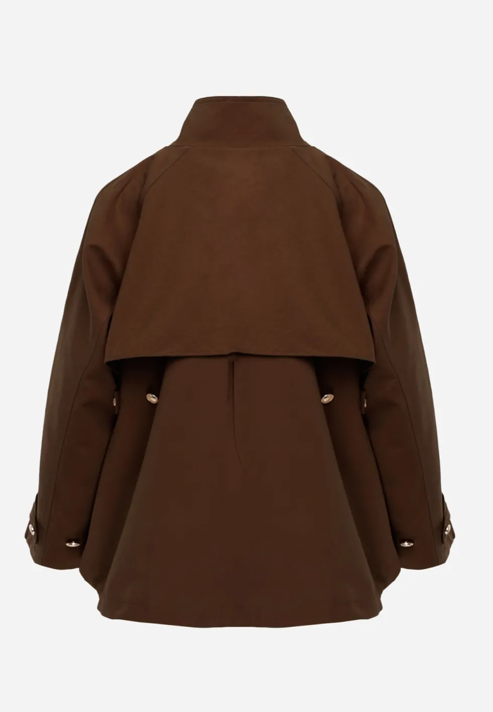 Brązowa Bawełniana Kurtka Przejściowa Typu Parka Ściągana w Talii Nilexis