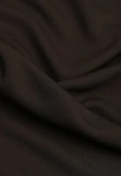 Brązowa Bluzka Longsleeve o Asymetrycznym Kroju z Poduszkami w Ramionach Tusandia