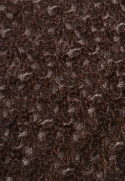 Brązowa Bluzka Longsleeve z Koronki z Asymetrycznym Dekoltem Liwedisa