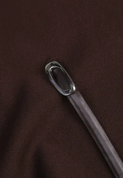 Brązowa Elegancka Bluzka z Wiskozą z Baskinką i Stójką Zdobiona Wąskim Paskiem z Klamerką Susila