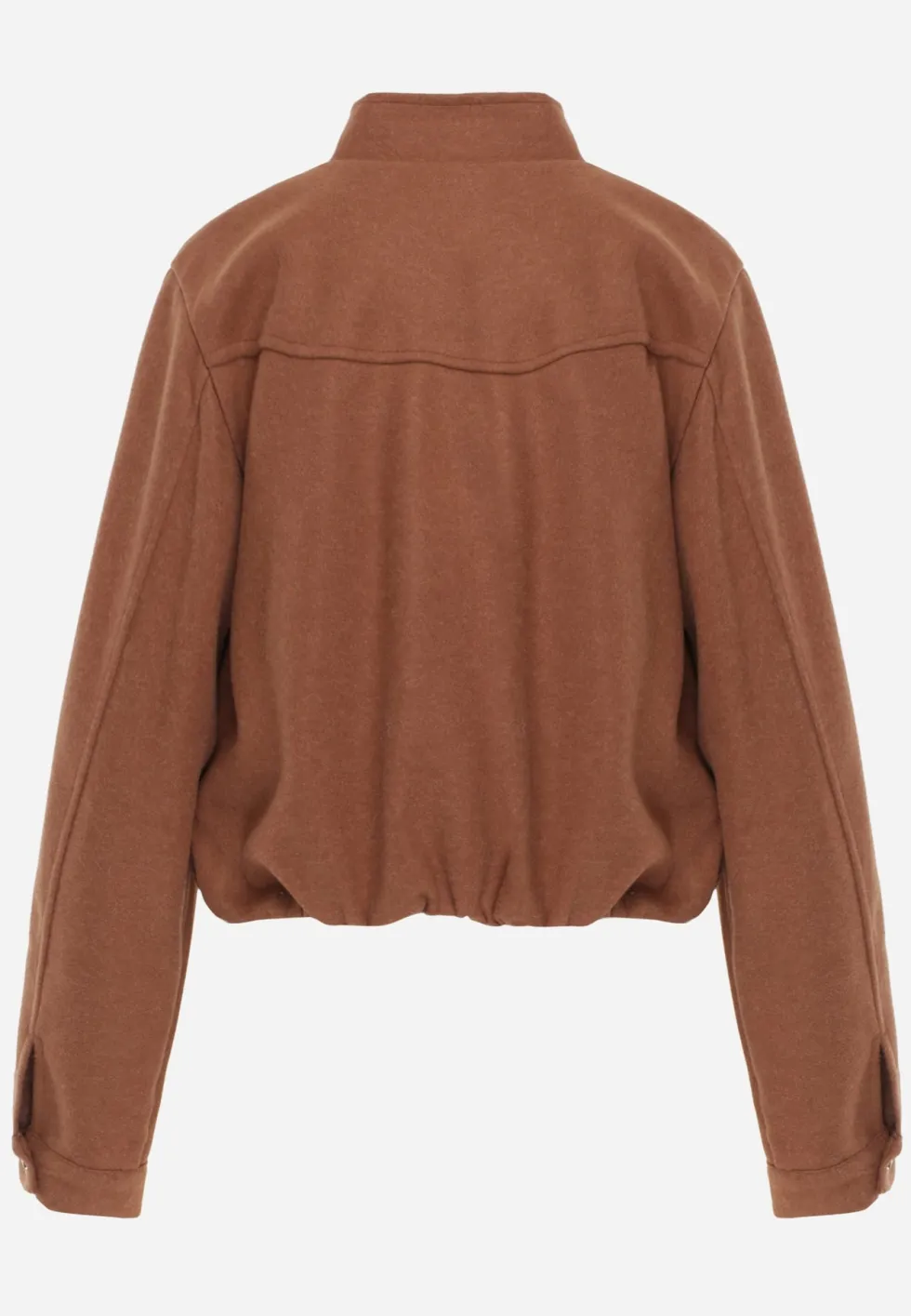 Brązowa Kurtka Przejściowa Bomber Jacket ze Stójką z Wełną i Bawełną Bioneza