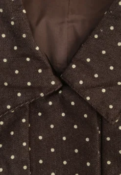 Brązowa Kurtka Przejściowa Bomber Jacket o Koszulowym Kroju z Bawełną w Groszki Erittese