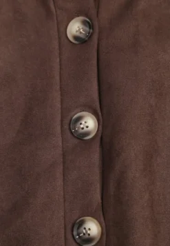 Brązowa Kurtka Przejściowa w Stylu Preppy o Fasonie Bomberki z Guzikami Zirafena