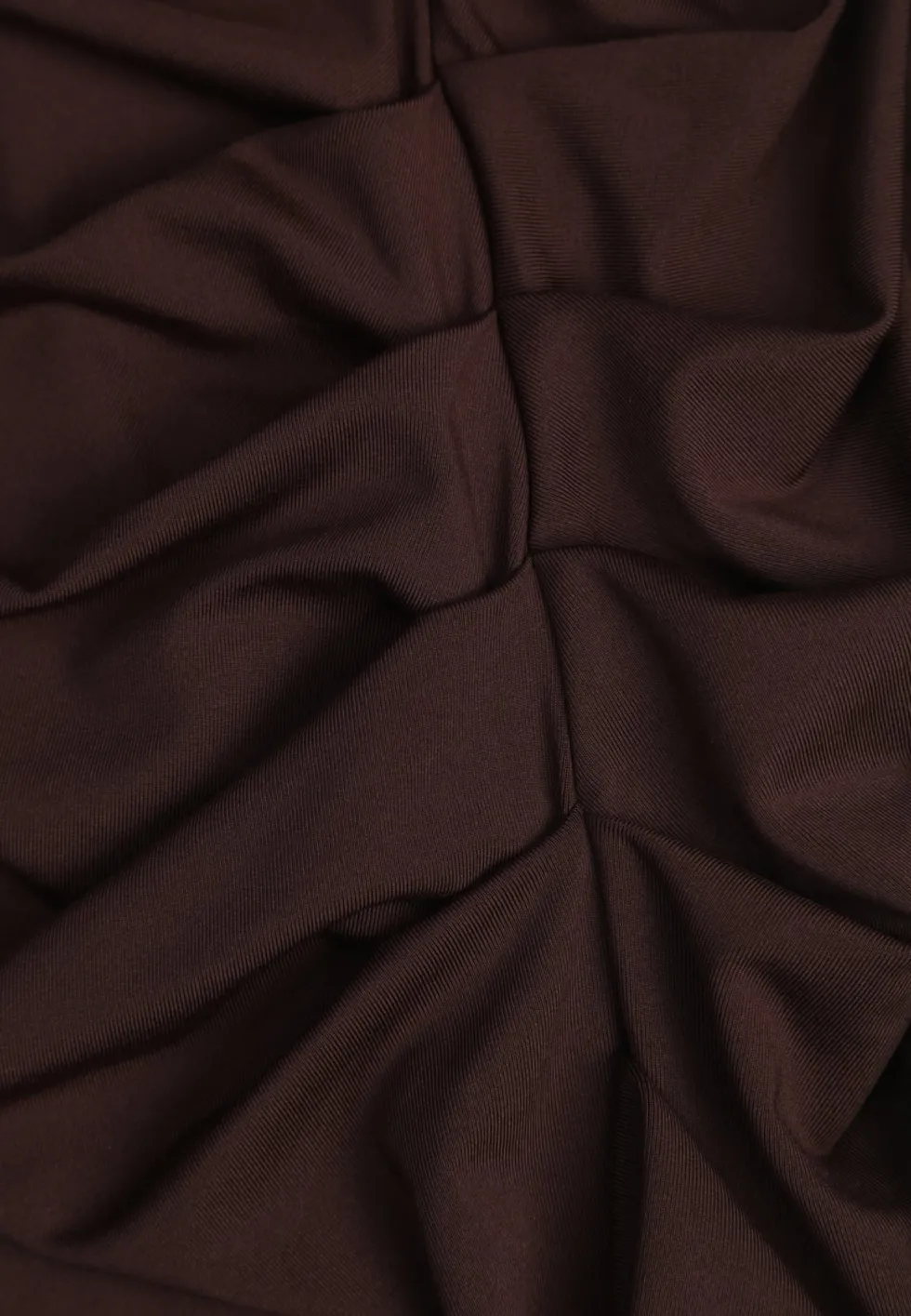 Brązowa Sukienka Longsleeve z Wiskozą z Ozdobnym Marszczeniem i Falbanką Anilha