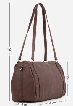 Brązowa Torebka na Ramię Typu Bowling Bag z Dodatkowym Paskiem Ventosia