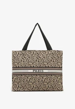 Brązowa Torebka Typu Shopper o Prostokątnym Kształcie Salania