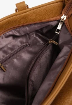 Brązowa Torebka Typu Shopper z Ozdobnymi Rączkami i Paskiem na Ramię Idaloriela