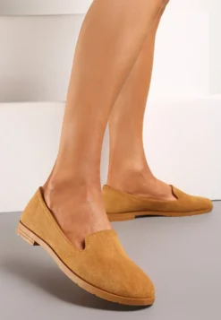 Brązowe Balerinki Typu Loafersy Daphikaia